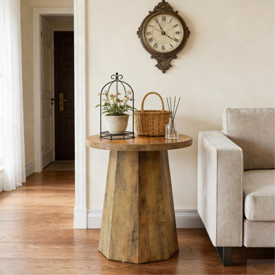 Table basse en bois, petite table de bout, table d'appoint, table de lecture ronde