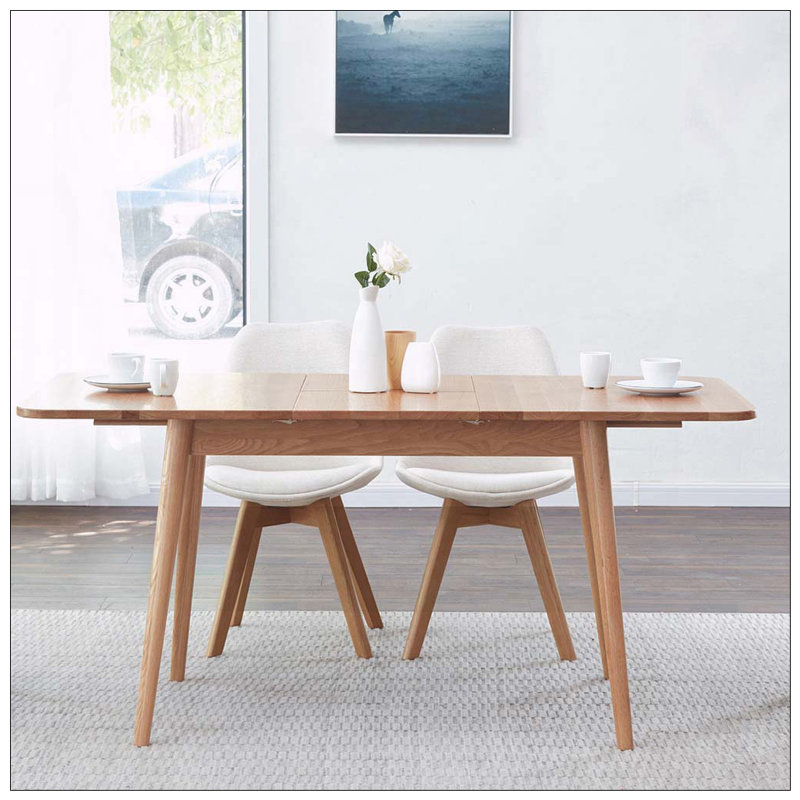 Natural Solid Oak Extendable Dining Table for 6-8 People