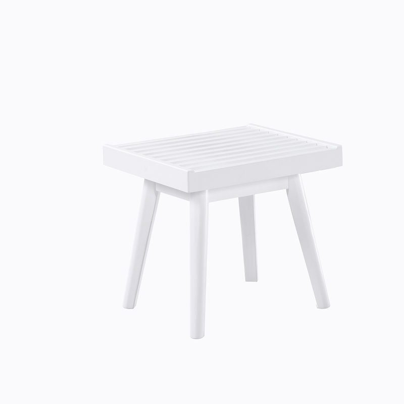 Banc à lattes en bois massif, 19 po de long, blanc