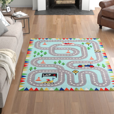 Tapis bleu touffeté à la main Gandara
