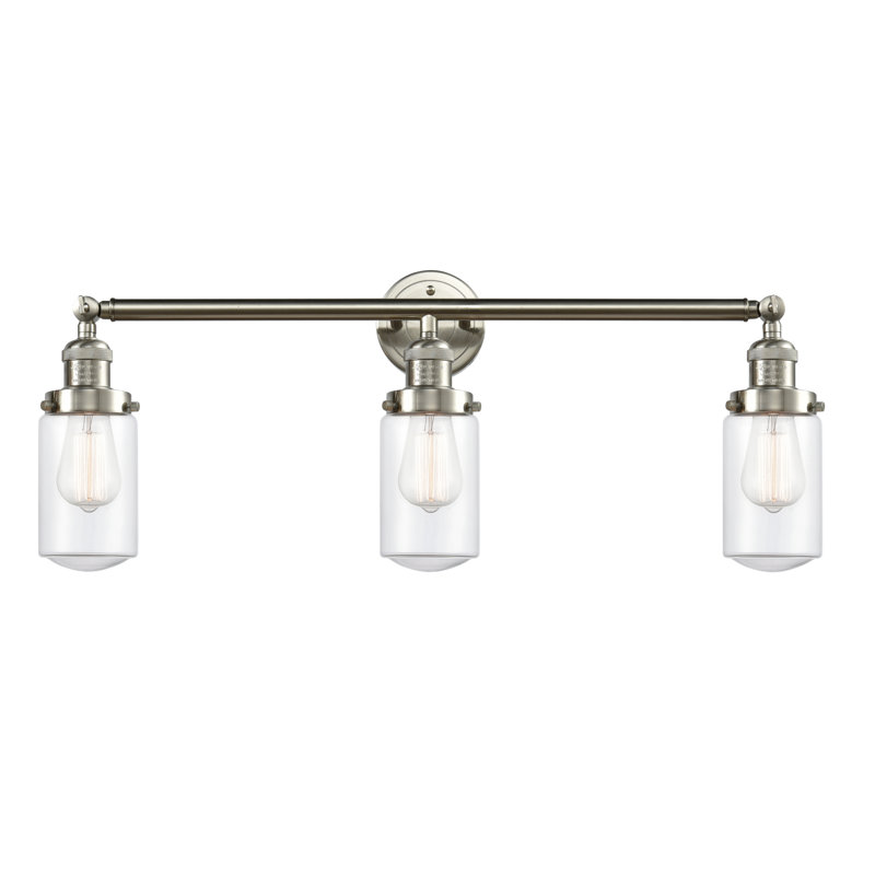 Éclairage pour salle de bain 3 lumières Saroyan, Ampoule incandescente rétro de 60 watts, Transparent, Or satiné