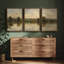 «Golden Countryside Lake Reflection Landscape Traditional Decor», 3 pièces, impression encadrée-274960925-274960924
