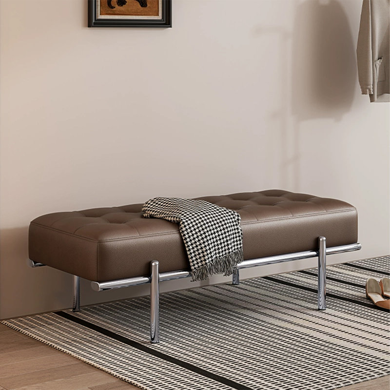 Upholstered Bench, Coffee, 15.75" H x 47.24" W x 17.52" D