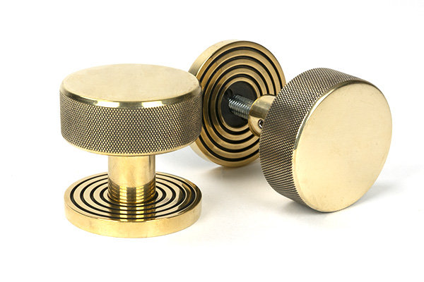 Brompton Interior Mortise Knobset, Aged Brass