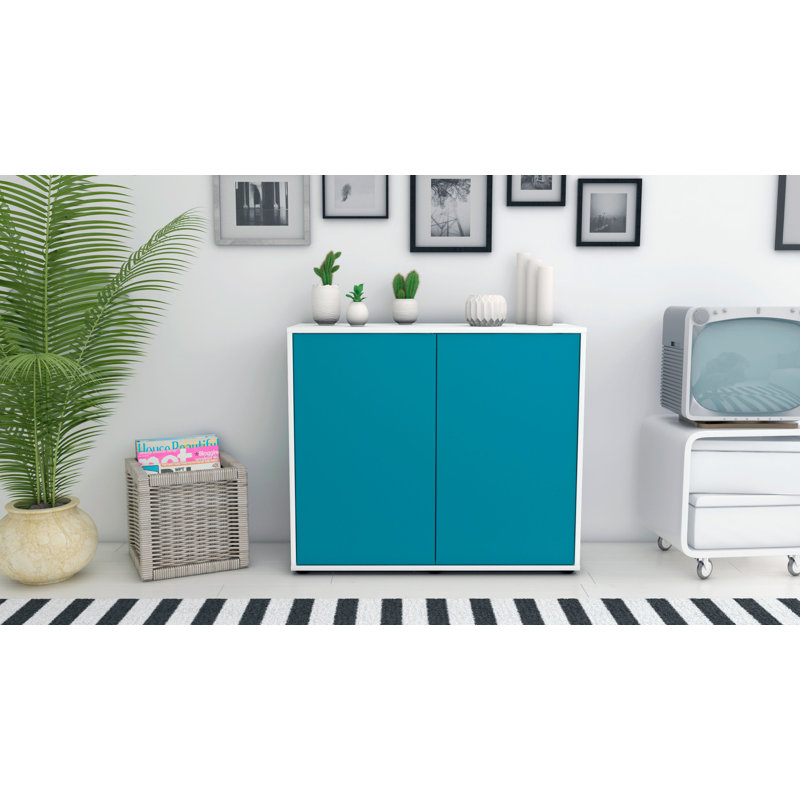 Quintara 92cm Sideboard, White/Turquoise