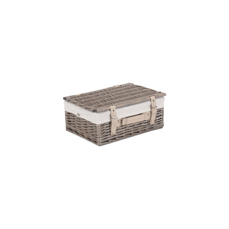 Wicker Basket with Lining, Antique Wash Hamper/White Lining