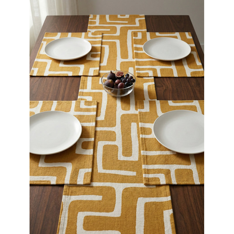 Napperon intérieur toscan Nomad Maze, Yellow