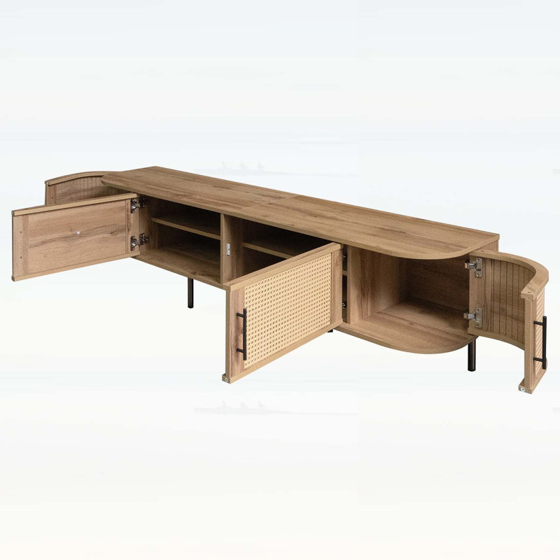 Console moderne avec portes, rangement spacieux, gestion des câbles