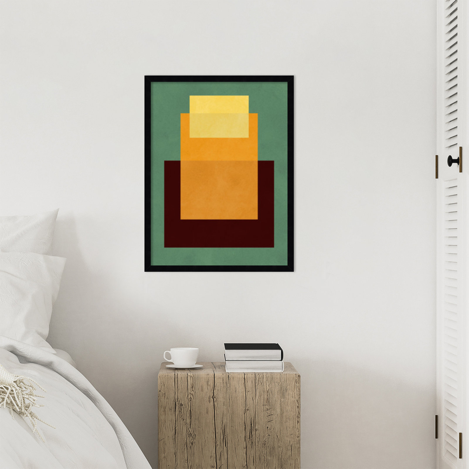Overlapping Geometry 10 Print, Green/Orange, Black, 25" H x 19" W