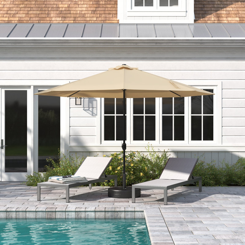 Longfellow 132" Tlit Patio Umbrella with Push Button, Tan