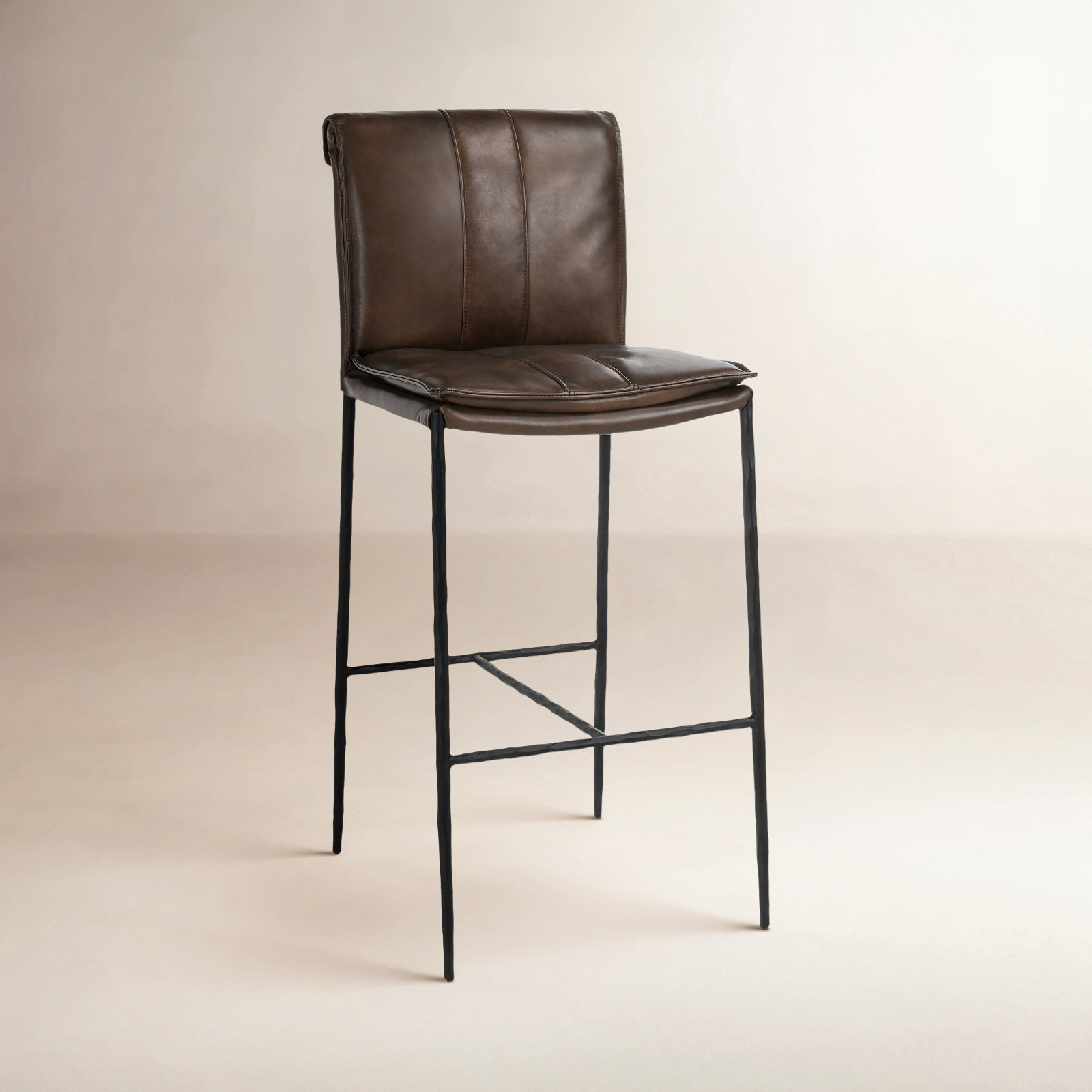 Mayer Leather Stool, Bar Stool (31" Seat Height), Brown