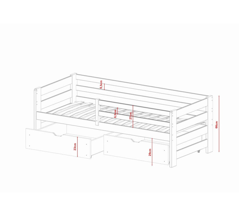 Cenhelm Single (3') Solid Wood Drawers Bed Frame