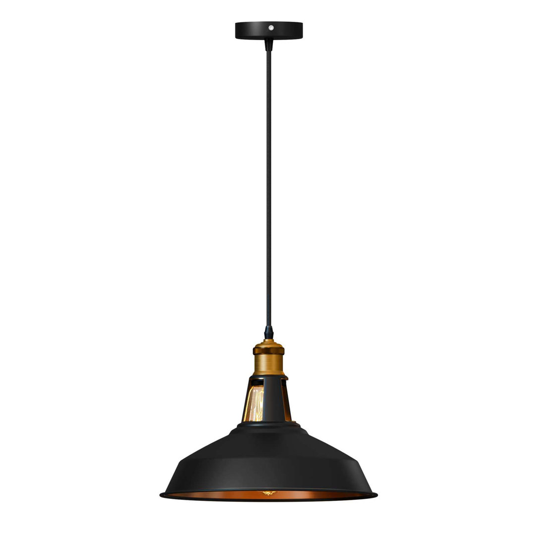 Annesa 1-Light Pendant –Black Inner Gold Industrial Modern Ceiling Light by Borough Wharf