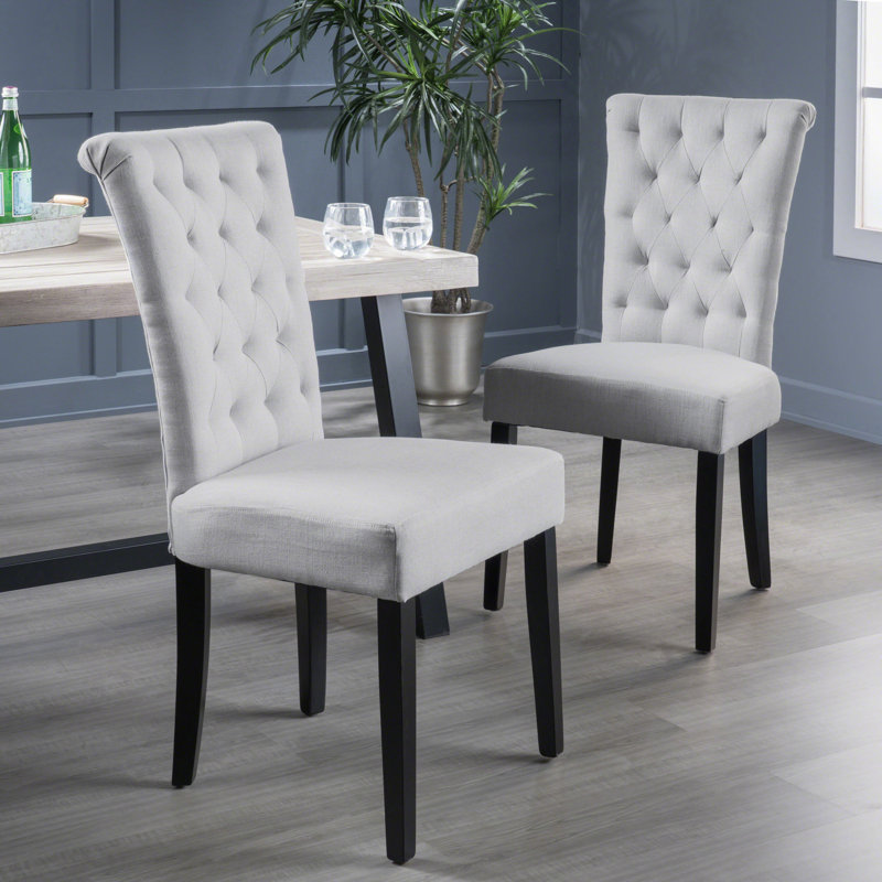Crittenden Tufted Side Chair, Light Gray Polyester
