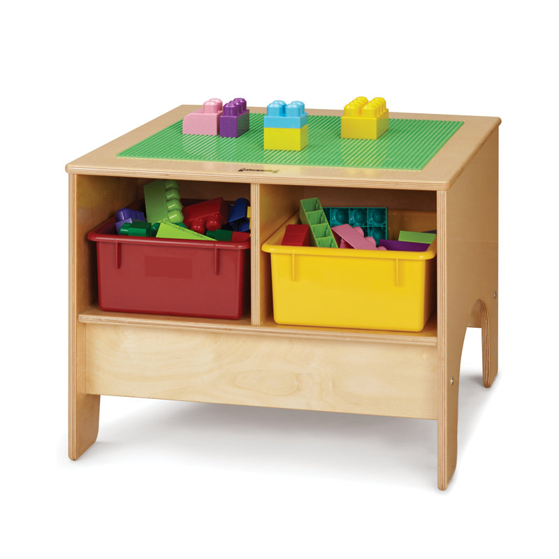 Table de construction KYDZ par Jonti-Craftᴹᴰ, 19 po H x 25 po L x 25 po l, Rouge / Jaune