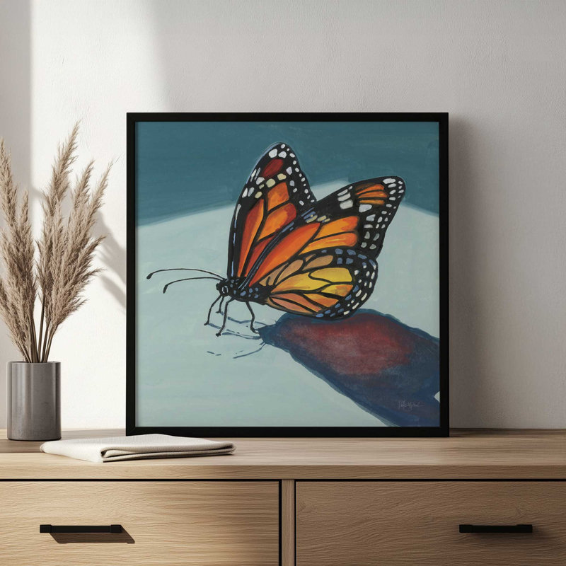 «Shadow Study of a Butterfly» par Kate Jarvik Birch, reproduction d'art, 36 W x 36 H, Maple, Framed Print