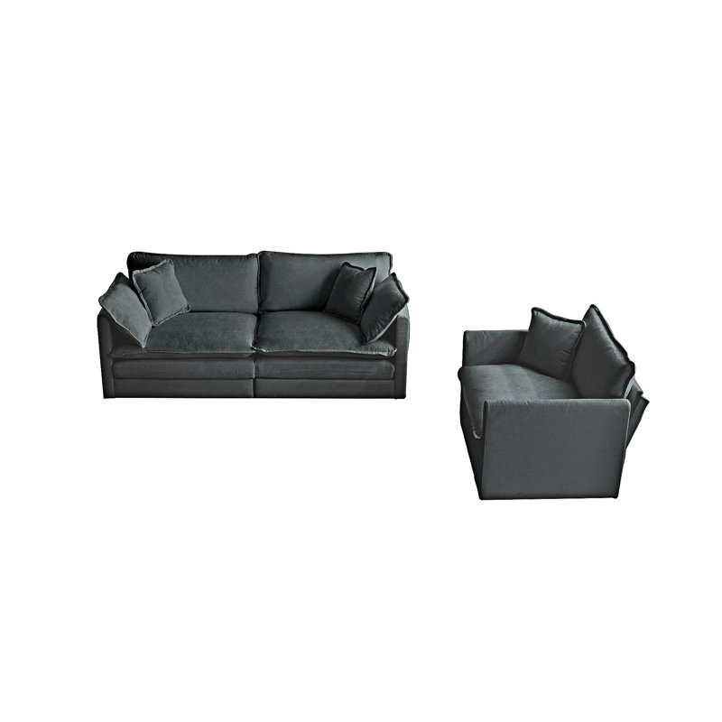 Upholstered Sofa Set With Pillows