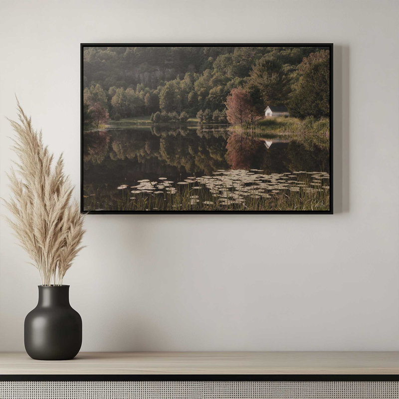 «Cabin at the Lake» par Martin Podt, reproduction d'art, L 30 po x H 20 po, Brun, Toile avec cadre