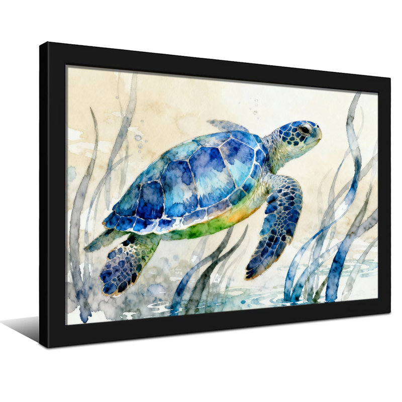 Tortue de mer, H 16 po x l 24 po, Toile tendue, Ne s’applique pas