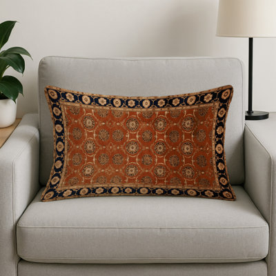 Coussin décoratif à carreaux brun intérieur et extérieur