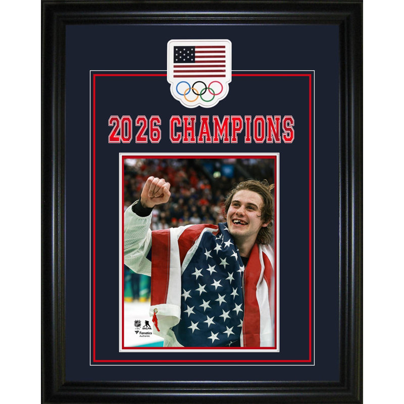 Jack Hughes Team USA 2026 Olympics, médaille d'or, encadrée 16 x 20 par 