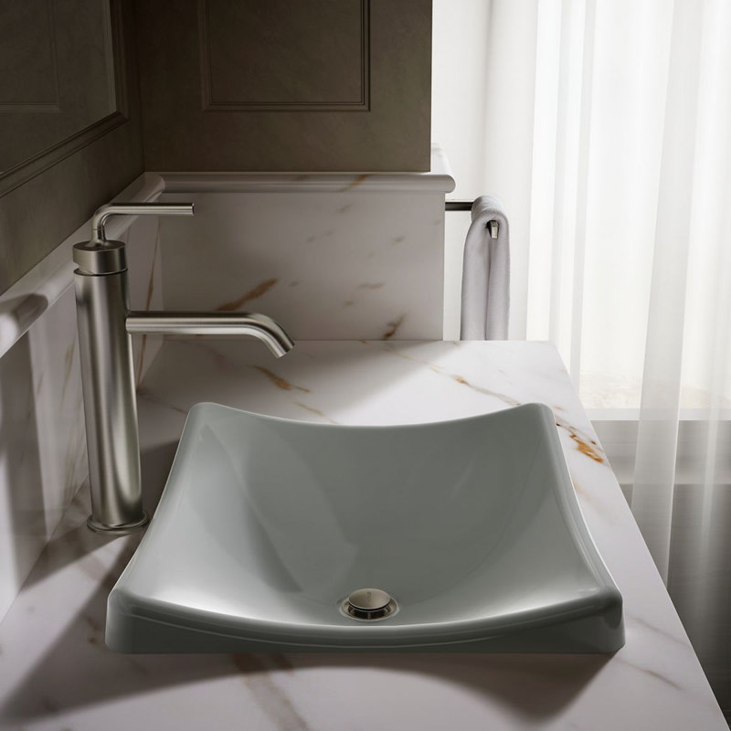 DemiLav Metal Specialty Vessel Bathroom Sink, Ice Gray