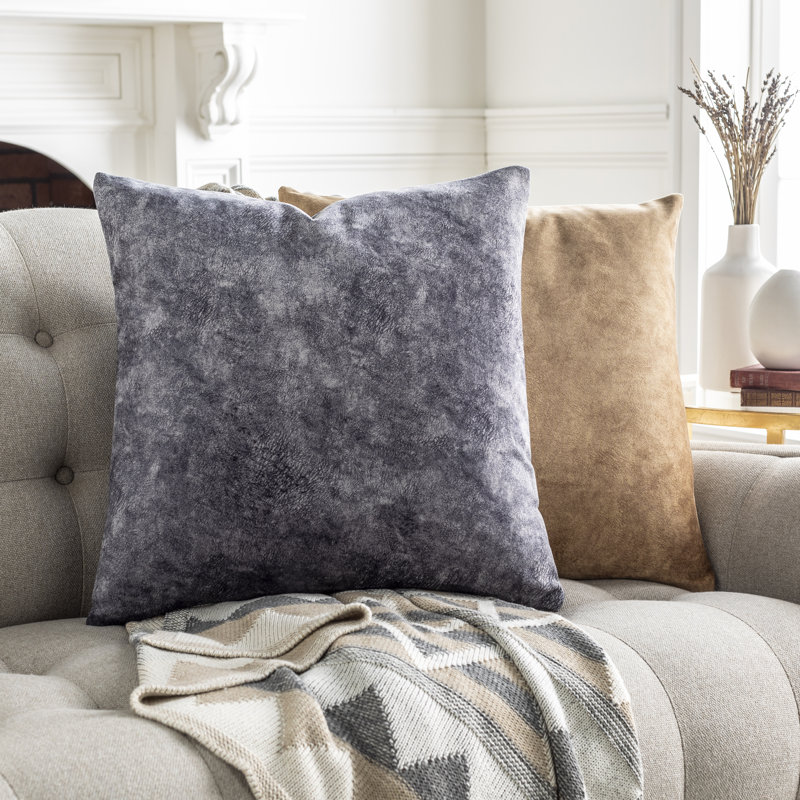  20" Throw Pillow Cover, Medium Gray/Navy