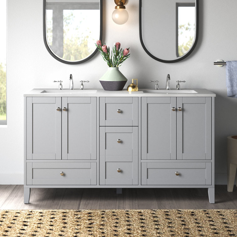 Aleta 60'' Double Bathroom Vanity with Engineered Marble Top