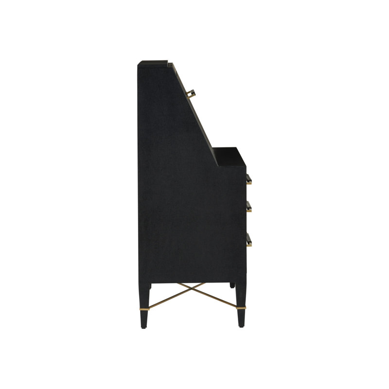 Verona - Three-Drawer Secretary Desk - Black, Natural, Champagne, Silver