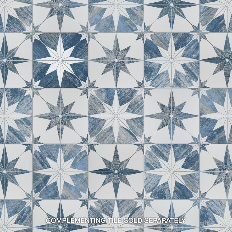 Cassis Stella 10" x 10" Porcelain Patterned Wall & Floor Tile, Blue Day
