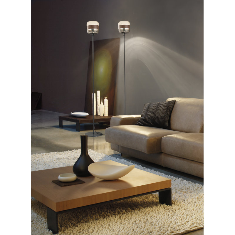 Futura Floor Lamp, Amber Brass