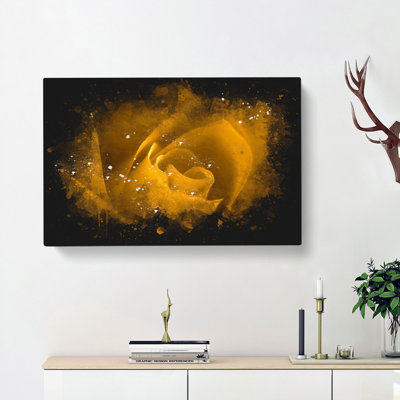 Golden Rose Flower - Wrapped Canvas Painting