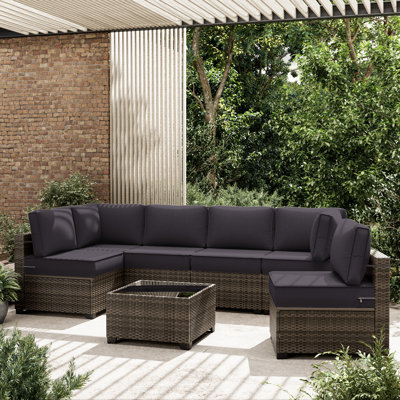 Outdoor 5" Replacement Cushion Set Seat/Back Cushions (Set Of 6 Cushions, 6 Backrests, 2 Corner Cushions)-Cushion Set Only