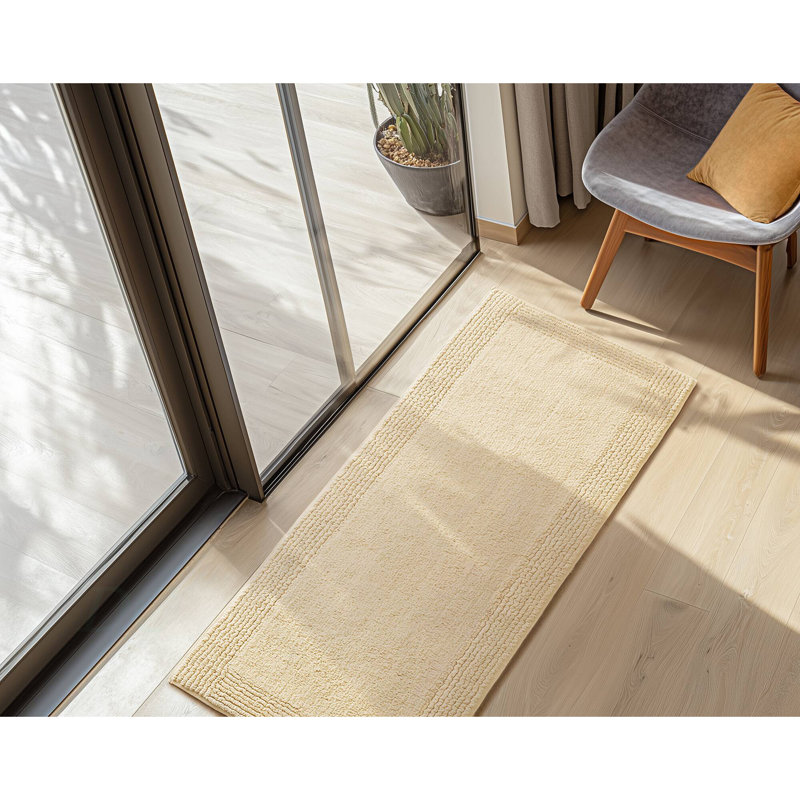 1 PCS 17X24" 100% Cotton Tufted 3000 GSM Reversible Bath Rug Natural, Natural, Single- 24" L x 17" W