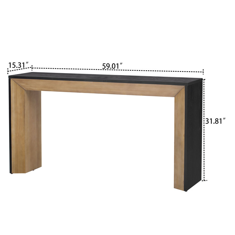 Console autoportante en bois Vintage, Noir/naturel