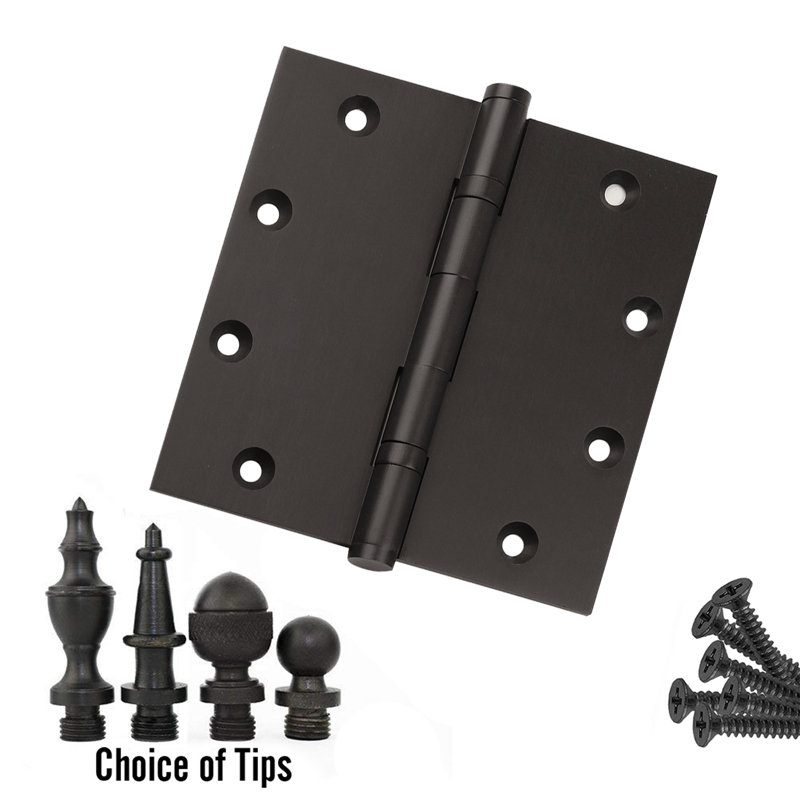 Charnière de porte simple à roulement à billes en laiton massif H 5 po x l 5 po, Bronze huilé