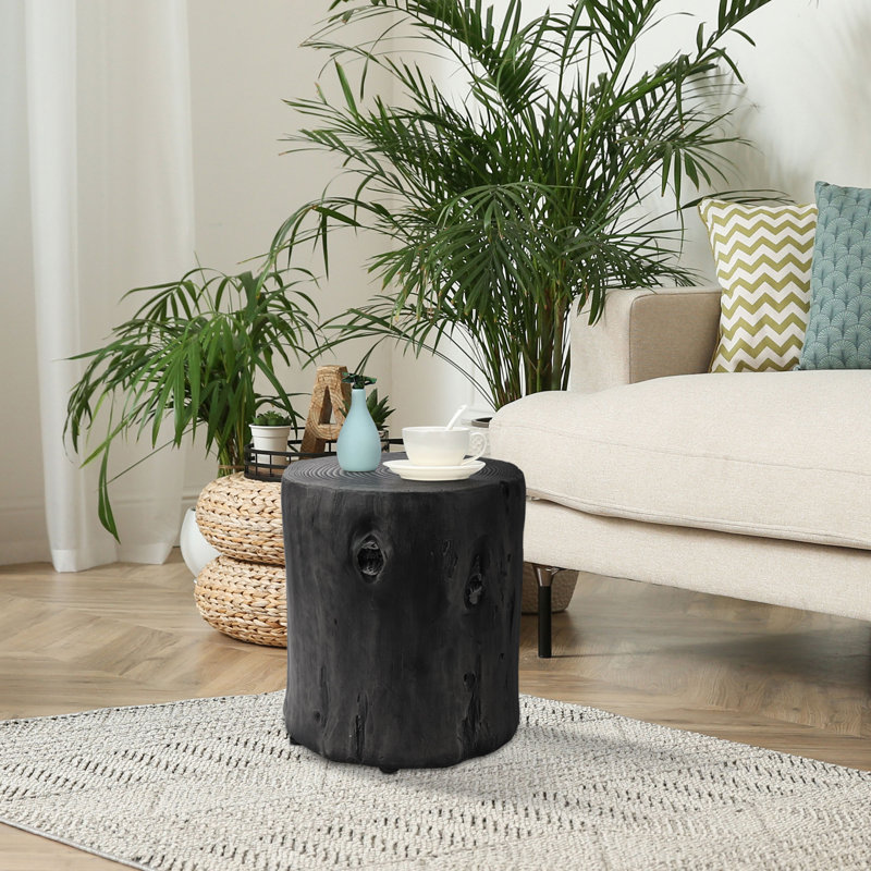 Table de bout en souche d'arbre, gris