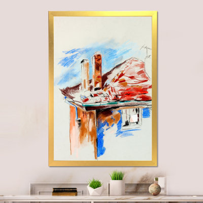 Maison de campagne rouge - art mural moderne et contemporain sur toile