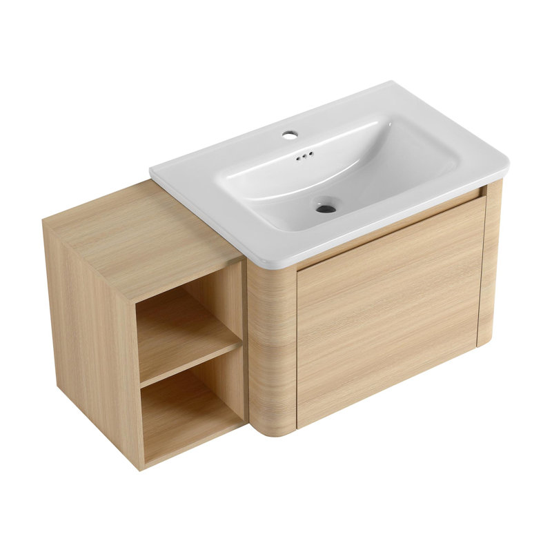 Meuble-lavabo mural avec lavabo en céramique blanche, 40"