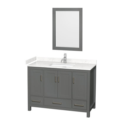 Sheffield 48" Freestanding Single Bathroom Vanity with Cultured Marble Top with 24" Mirror