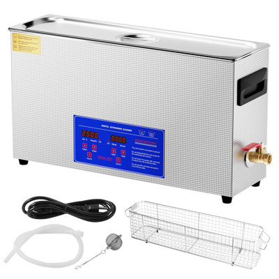 Nettoyeur à ultrasons 10L, nettoyeur à ultrasons professionnel 300W avec minuterie et chauffage, nettoyeur à ultrasons numérique 40khz avec panier pour pièces de fusil, balles, matériel militaire