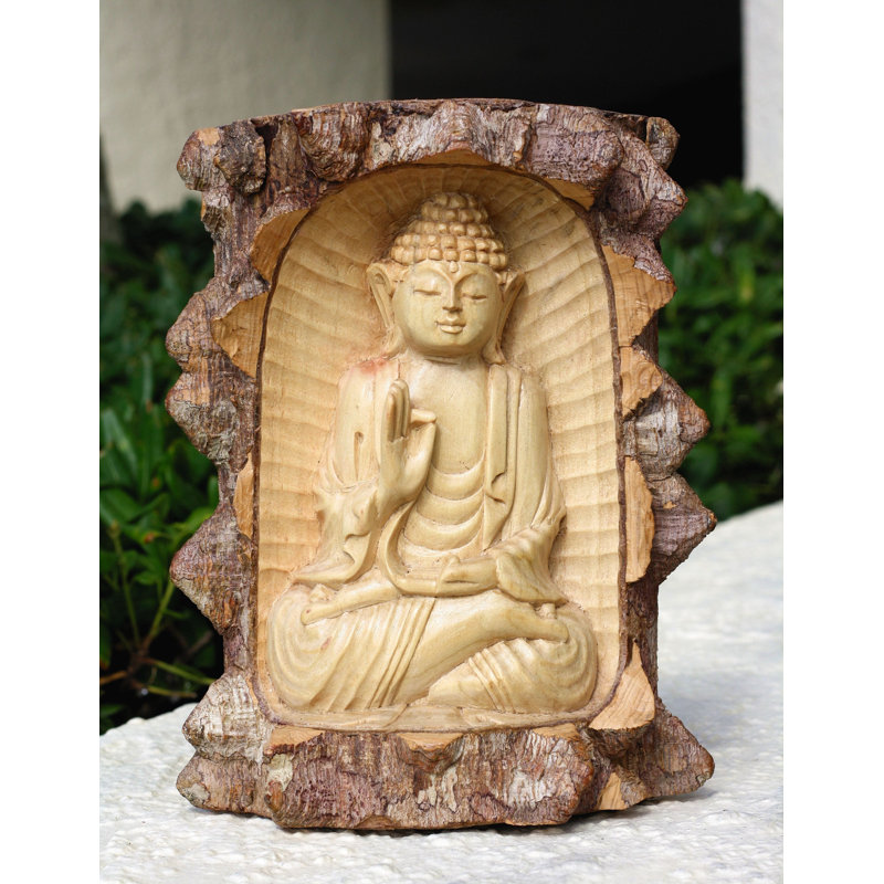Romario en bois serein Bouddha méditant crocodile statue en bois sculpté à la main Figurine décorative faite à la main rustique