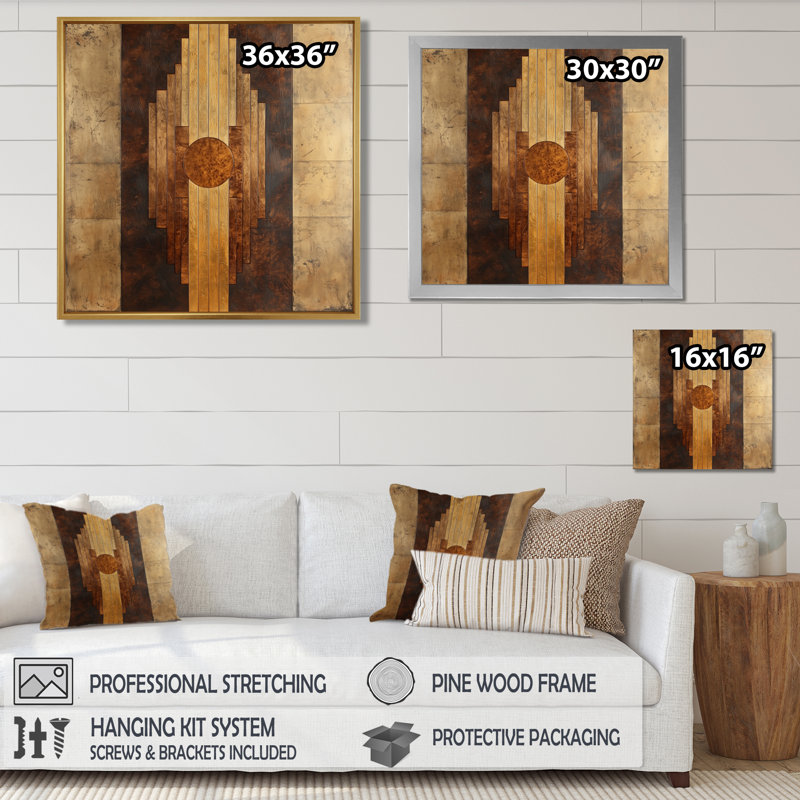 Gismar mosaïque noyer formes essentielles IV - art mural art déco abstrait, Toile tendue, Ne s’applique pas
