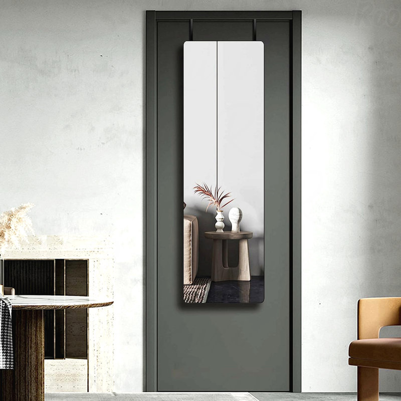 Miroir de porte pleine grandeur 47 "x 14" avec verre incassable, Noir