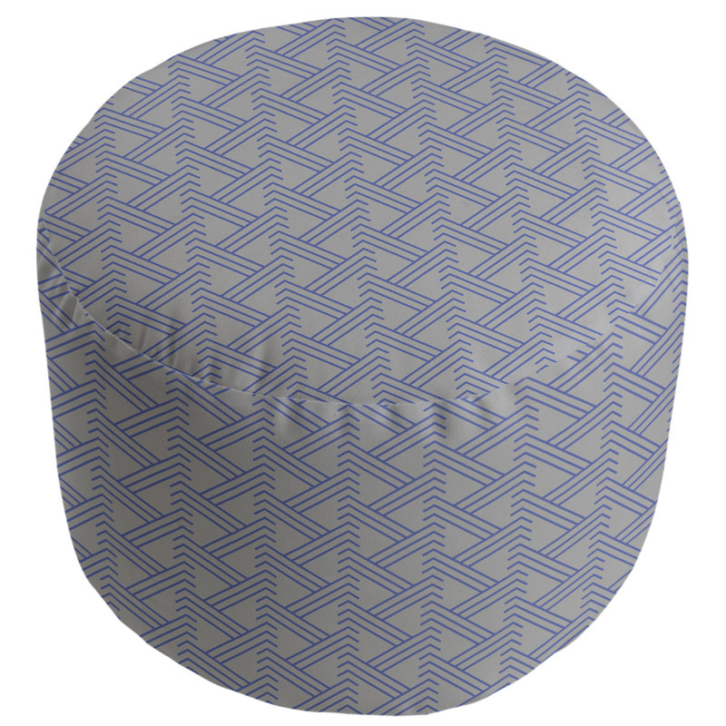 Upholstered Pouf, Gray/Blue