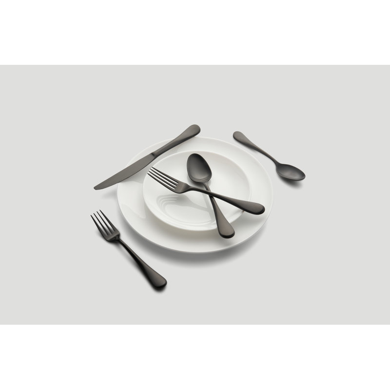 Birch Lane™ Idaia Stainless Steel Flatware Set - Service for 4, Black Satin
