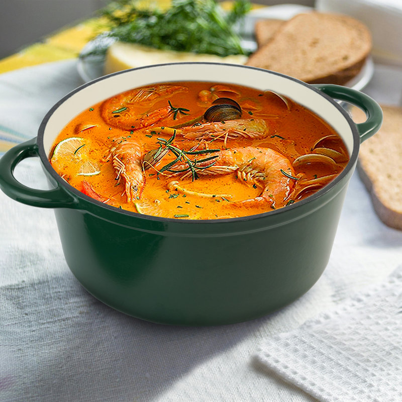 Casserole de 6 pte, 500 ° F, résistante à la chaleur avec couvercle autoportant pour toutes les surfaces de cuisson, Green