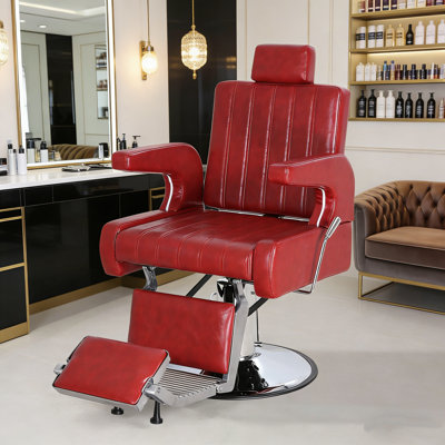 Hydraulic Barber Chair - 440Lbs Heavy Duty Reclining Salon Chair, Adjustable Height, 360° Swivel, Reclining Styling Chair For Barbershop/Spa/Salon/Home Studio