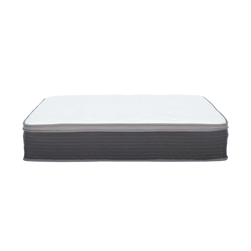 12 in. Pocket Spring Hybrid Mattress Bed in a Box, Plush Euro Top Gel Memory Foam Mattress, White/Gray, Queen