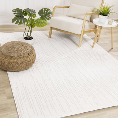 Leyda Cream Tonal/Solid Polyester Living Room Carpet